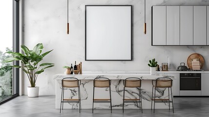 Wall Mural - Interior of modern kitchen with white wall