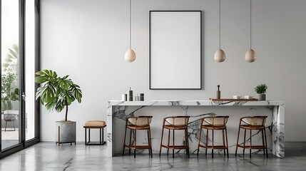 Wall Mural - Interior of modern kitchen with white wall