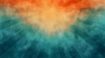 Teal and Orange Gradient Burst, A bold abstract background featuring a gradient burst of teal and orange