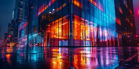 Wall Mural - Glass building at night