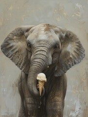 Wall Mural - An elephant with an ice cream cone.