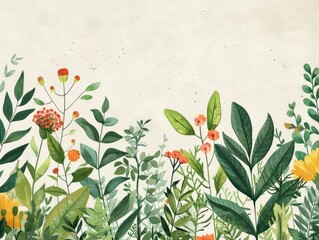 Poster - Minimalist and Elegant Botanical Garden Design Poster Featuring a Clean Layout  Simple Shapes  and Lush Foliage   Perfect for Home Decor  Nature Lovers  and Art Enthusiasts