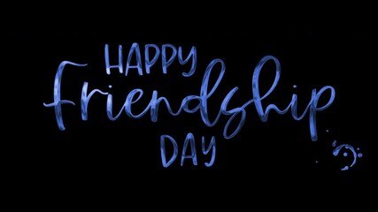 Animated words Happy Friendship Day on transparent background. Perfect for social media posts, greeting cards, posters, and website designs.