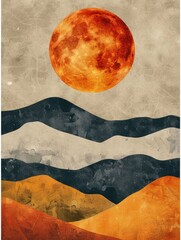 Poster - captivating minimalist landscape poster featuring a simple yet striking depiction of a lunar landsca