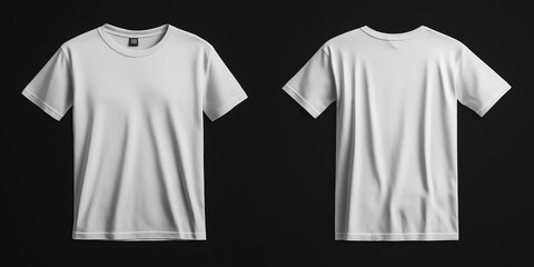 Poster - Basic white t shirt showing front and back view for branding and mockup