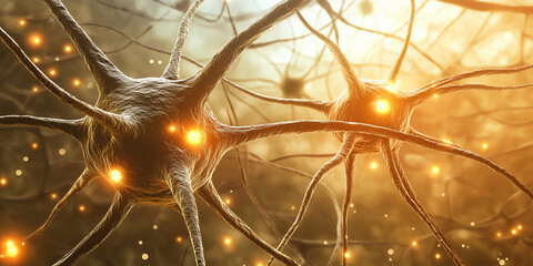 Aufkleber - Network of neurons sending signals in the brain