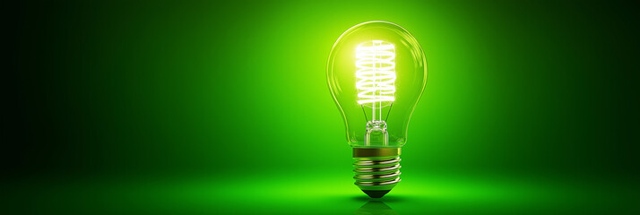 Aufkleber - Glowing light bulb is illuminating a green background
