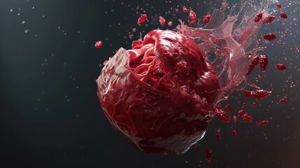 Sticker - A heart is shown in a splash of red liquid