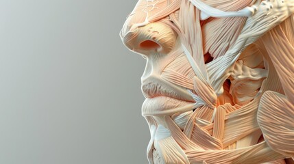 Sticker - A close up of a face with the muscles of the face and neck visible