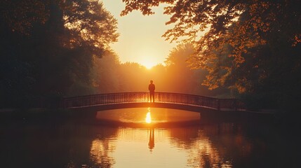 Wall Mural - sunset over the river