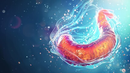 Wall Mural - a large orange creature is floating in a blue ocean