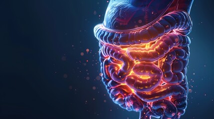 Poster - A close up of a person's stomach with a glowing red line through it