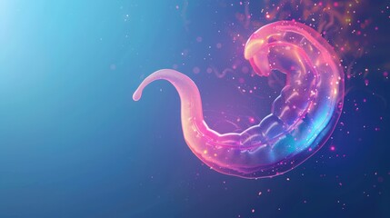Wall Mural - A pink and purple blob with a long tail