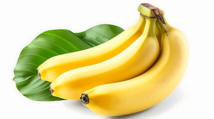 Canvas Print - Fresh Yellow Bananas with Green Leaf