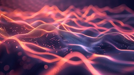Poster - Mesmerizing abstract visualization of zen like frequency lines and waves with a calming ambient music backdrop creating a serene and transcendent digital art piece