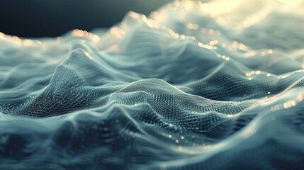 Poster - Shimmering Aquatic Waves Tranquil Digital Dreamscape featuring mesmerizing abstract patterns and fluid motion creating a serene and calming atmosphere