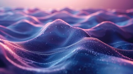 Poster - Gentle acoustic waves with tranquil pulse visuals create a mesmerizing digital abstract landscape filled with iridescent prismatic ripples and rhythmic glowing motion  This serene
