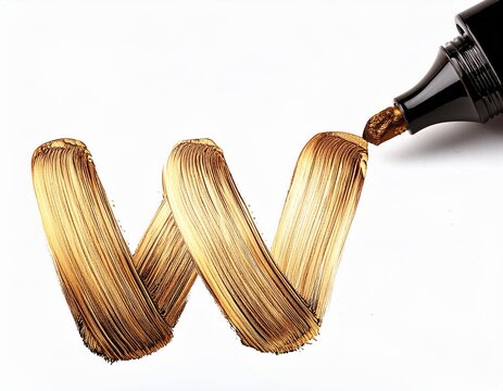 Golden W  letter logo from the bottle with ink
