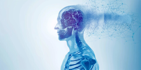 Aufkleber - Human body showing brain activity transforming into abstract network
