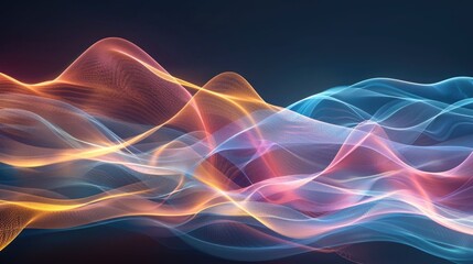 Poster - Mesmerizing waves of harmonious sound and light weave together in a captivating digital a tranquil and immersive atmosphere  The fluid