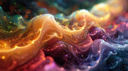 Poster - Mesmerizing Oscillation Art with Gentle Rhythm and Vibrant Graphics  Captivating digital artwork featuring a harmonious blend of fluid motion shimmering colors