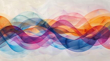 Poster - Peaceful Oscillation Abstract Graphic with Gentle Rhythm and Colorful Flowing Waves  Vibrant and Soothing Digital with Undulating Patterns Elegant Organic Shapes and a Mesmerizing Fluid Motion