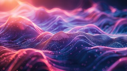 Poster - This image depicts a futuristic digital landscape with soft tonal transitions and mesmerizing visual elements that evoke a sense of relaxation and harmony  The swirling