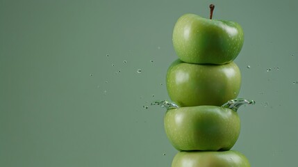 Sticker - Stack of Green Apples with Water Splash