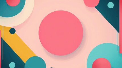 Poster - Vibrant pastel geometric shapes and patterns in a modern minimalist design  This clean simple composition could be used as a stylish eye catching Labor Day sale banner or promotion  The abstract
