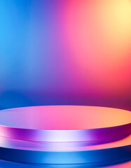 Poster - Abstract Blue and Pink Gradient Background with Round Platform