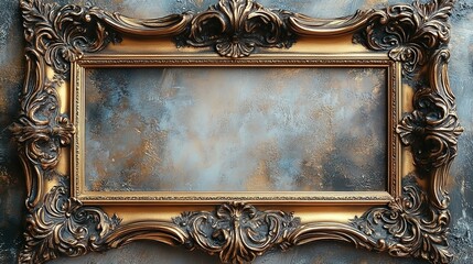 Ornate Gold Frame Against a Textured Background