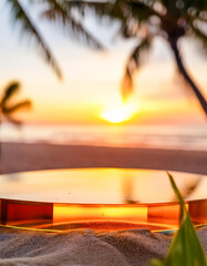 Poster - Empty Podium On Beach At Sunset