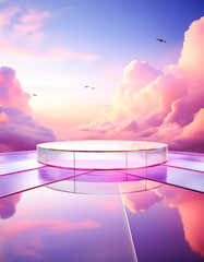 Poster - Pink Sky With Glass Platform And Reflections