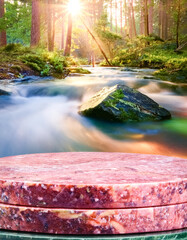 Wall Mural - Marble Tabletop in Forest Stream Scene