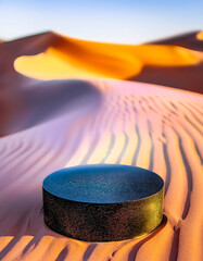 Poster - Black Cylinder Mockup on a Desert Sand Dune