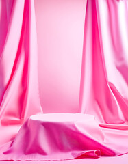 Poster - Pink Fabric Draped Over a Round Platform