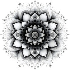 Wall Mural - Intricate Black and White Mandala Design