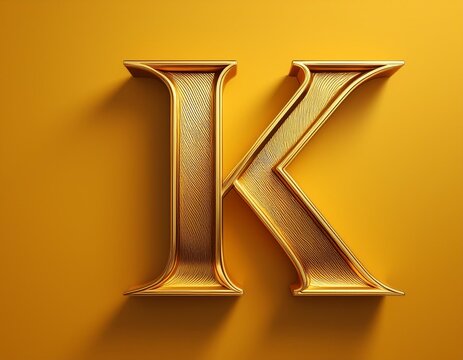 Write a Golden K  letter logo on yellow background; minimal aesthetics