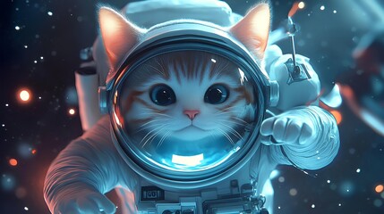 Cute cat astronaut in spacesuit. Vector hand drawn illustration.