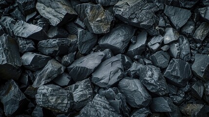 Poster - texture and background of black stones in nature