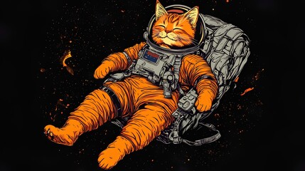 Wall Mural - Astronaut cat in space. Astronaut cat vector illustration.