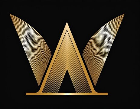 Golden W  letter logo this logo was designed black Background