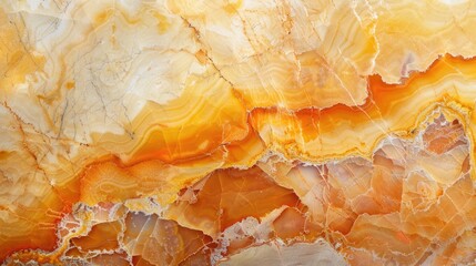 Wall Mural - Marble wall with vibrant orange hue and natural texture