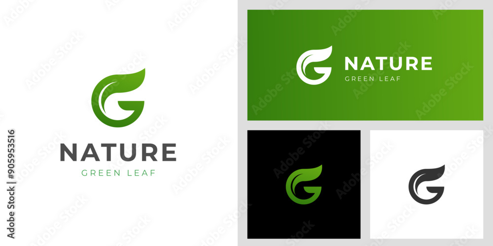 Letter G growth leaf logo icon design for nature business start up ...