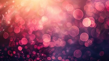 Poster - Abstract bokeh banner with soft pink lights and copy space