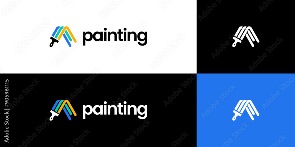 initial letter a paint brush logo, painting service logo Stock Vector ...