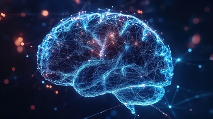 Leinwandbilder - Brain with financial networks, indicating the importance of interconnected financial knowledge