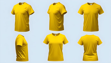 Wall Mural - Yellow tshirt collection mockup front back side 6