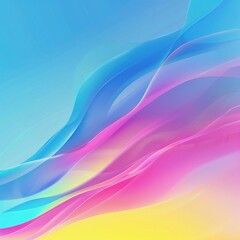 Poster - A vibrant abstract background featuring flowing waves of blue, pink, and yellow, creating a soothing and dynamic visual effect.