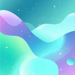 Poster - A vibrant abstract background featuring smooth curves and gradients in hues of teal, purple, and soft white accents.